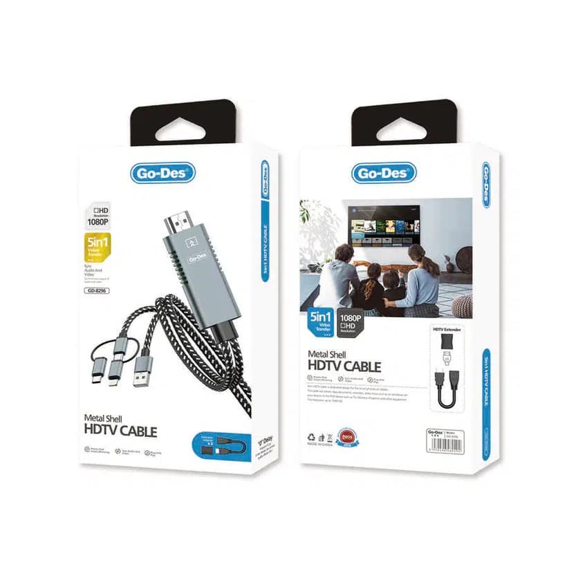کابل تبدیل HDMI چندکاره Go-Des GD-8296 | پشتیبانی از Type-C، Lightning، Micro USB — تصویر ۳