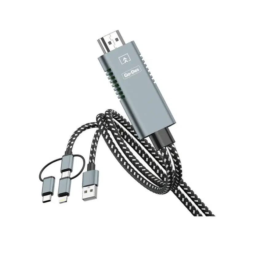 کابل تبدیل HDMI چندکاره Go-Des GD-8296 | پشتیبانی از Type-C، Lightning، Micro USB