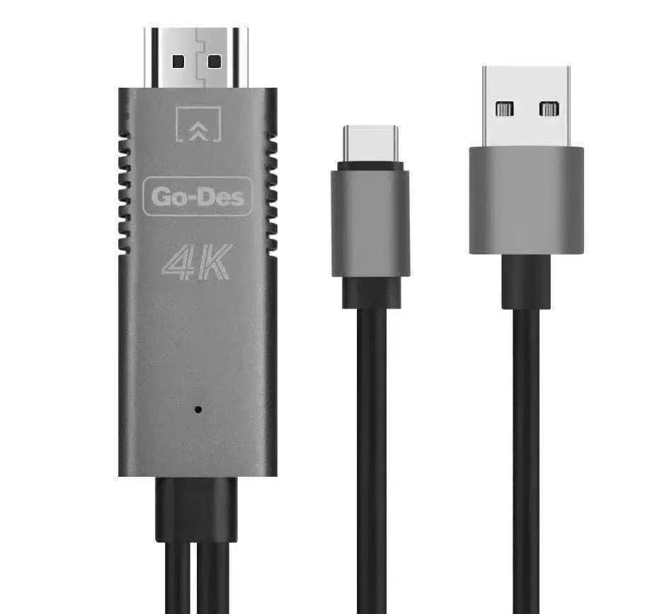 کابل USB-C به HDTV گودس مدل GD-8273 | انتقال تصویر 4K از موبایل و لپ‌تاپ به تلویزیون — تصویر ۵