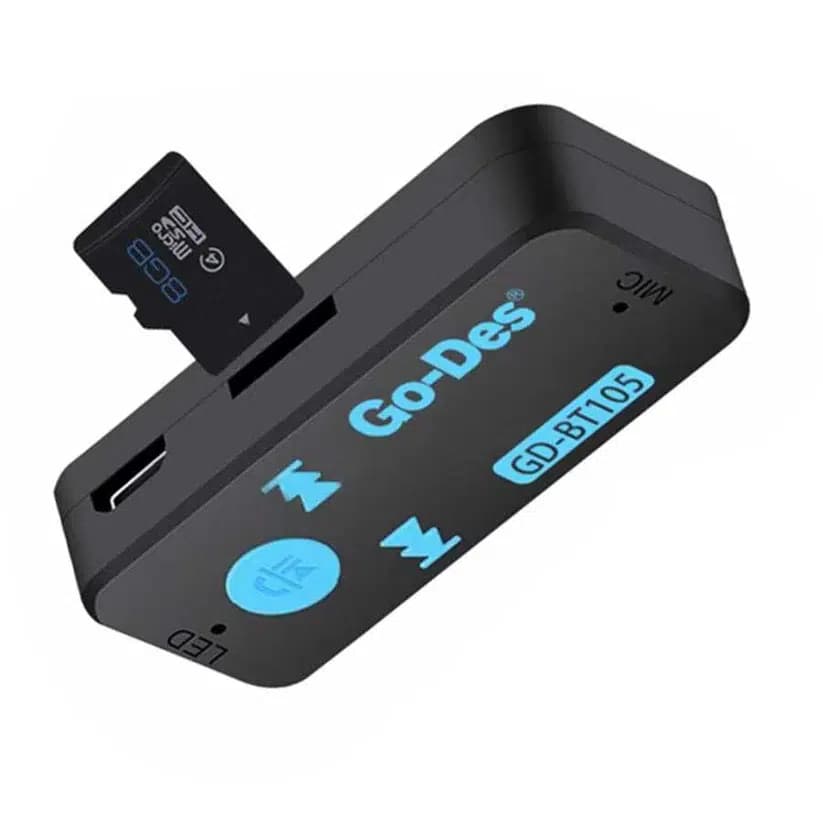 گیرنده بلوتوثی صدا Go-Des GD-BT105 | دانگل AUX وایرلس با میکروفون و پشتیبانی Micro SD — تصویر ۵