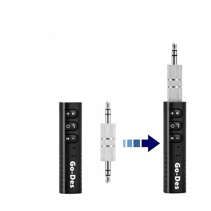 گیرنده بلوتوث Go Des GD-BT104 | دانگل صوتی بی‌سیم با AUX و میکروفون داخلی برای خودرو و اسپیکر — تصویر ۳
