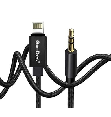 کابل صوتی Lightning به AUX گودس مدل GAC-303 | انتقال صدای استریو بدون نویز با طراحی مقاوم — تصویر ۵