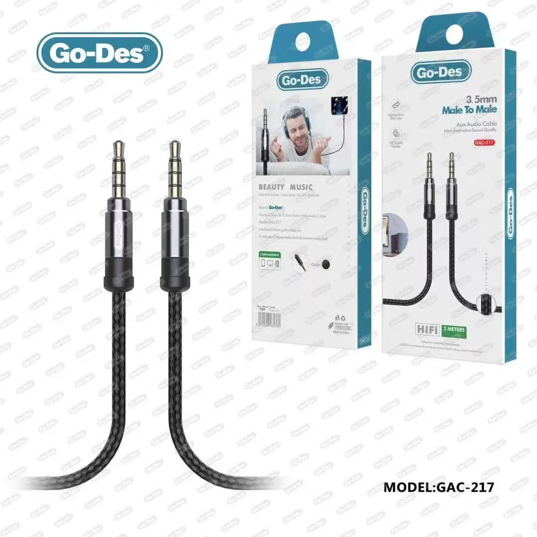 کابل AUX صدا 2 متری مدل GAC-217 برند Go-Des – صدایی واضح، اتصال قدرتمند — تصویر ۳