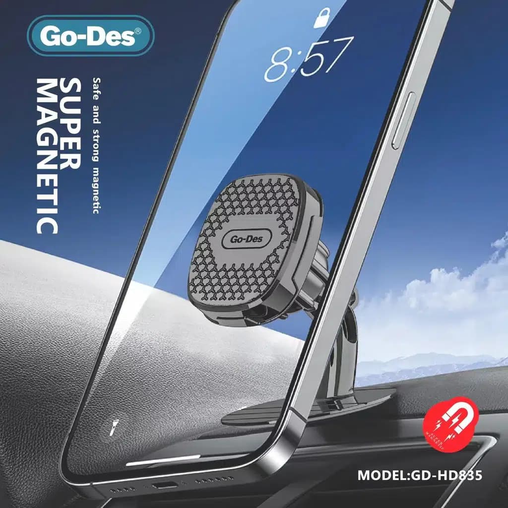پایه نگهدارنده گوشی خودرو Go-Des مدل GD-HD835s | هولدر مغناطیسی با چسب قوی و چرخش 360 درجه — تصویر ۱۰