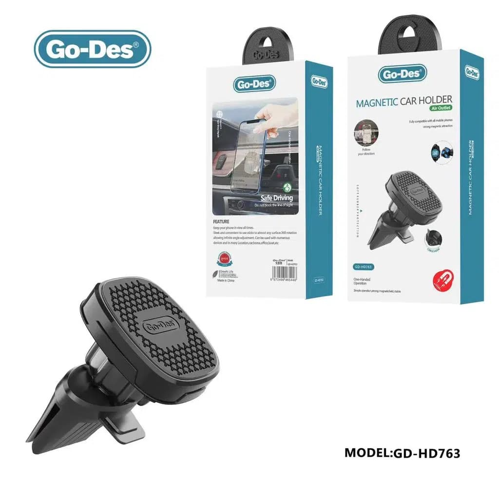 پایه نگهدارنده گوشی خودرو Go-Des مدل GD-HD763 | هولدر دریچه کولر با چرخش 360 درجه و طراحی مقاوم — تصویر ۳