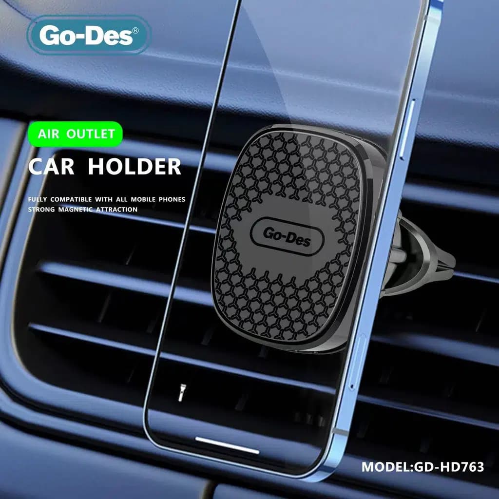 پایه نگهدارنده گوشی خودرو Go-Des مدل GD-HD763 | هولدر دریچه کولر با چرخش 360 درجه و طراحی مقاوم — تصویر ۴