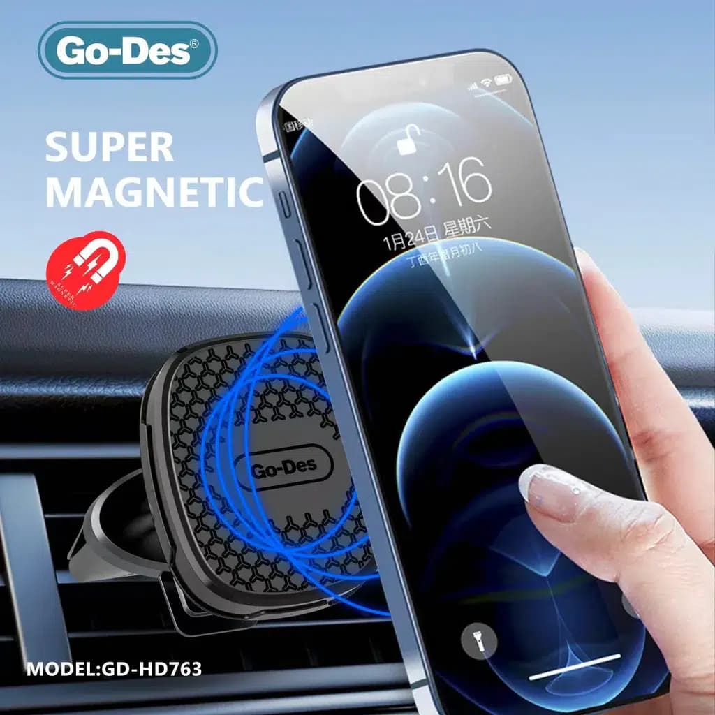 پایه نگهدارنده گوشی خودرو Go-Des مدل GD-HD763 | هولدر دریچه کولر با چرخش 360 درجه و طراحی مقاوم — تصویر ۸