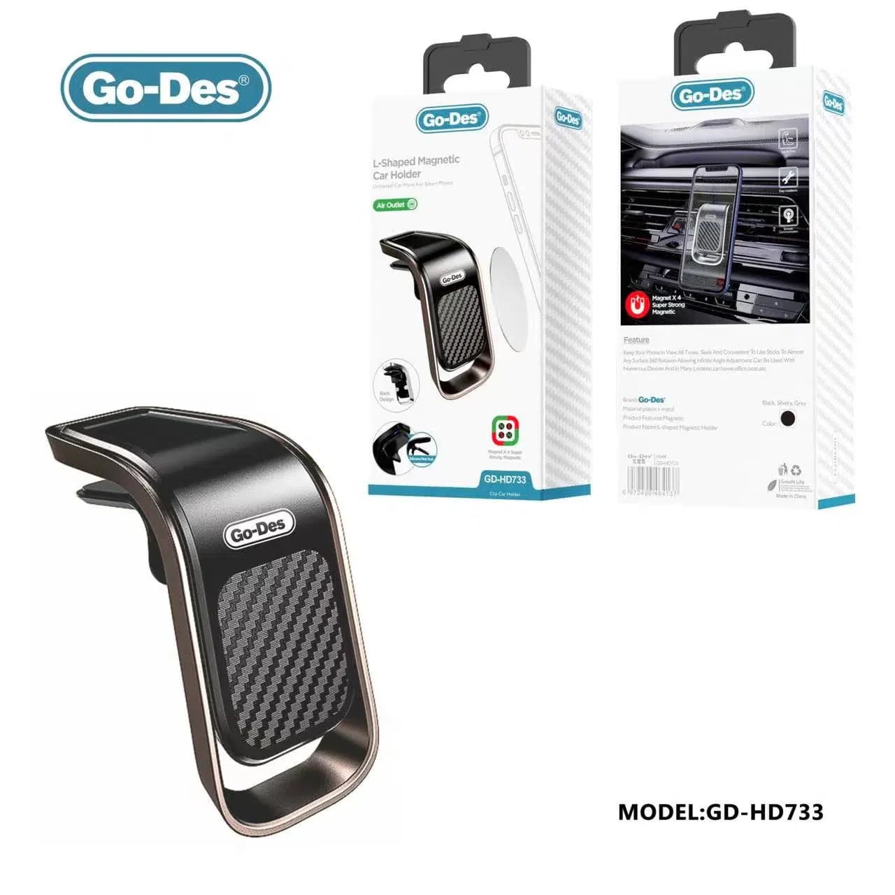 پایه نگهدارنده گوشی خودرو Go-Des مدل GD-HD733 | هولدر مغناطیسی با چرخش 360 درجه و نصب آسان — تصویر ۴