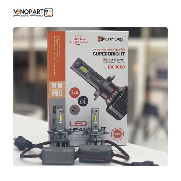 هدلایت کانپکس Original M10 Pro پایه H7،H1،H4 اصلی شرکتی رنگ سفید یخی 150W| گـارانتی تعویض (2عددی)