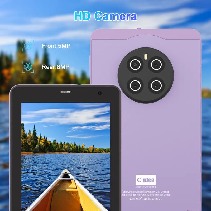 تبلت 7 اینچ آکبند اندروید سیمکارت خور برند C Idea مدل CM518 PRO بنفش — تصویر ۱۲