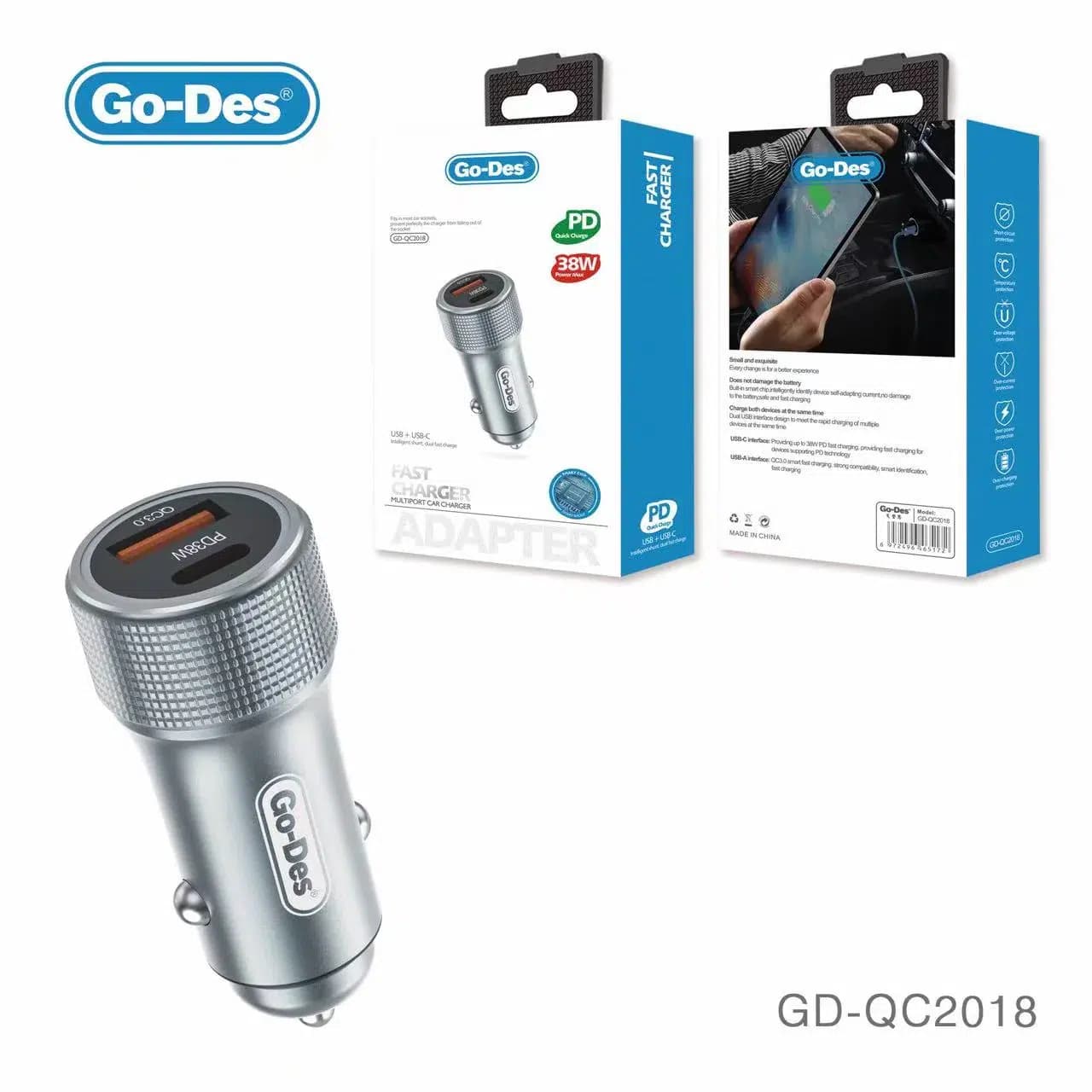 شارژر فندکی گودس مدل GO-DES QC2018 | شارژ سریع 18 وات با فناوری Quick Charge — تصویر ۴