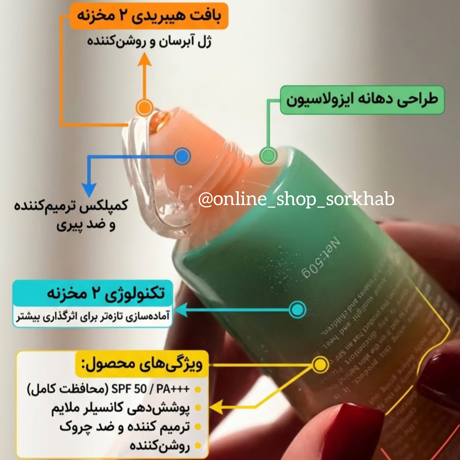کرم ضدآفتاب دو مخزنه ۶ کاره سادور — تصویر ۷