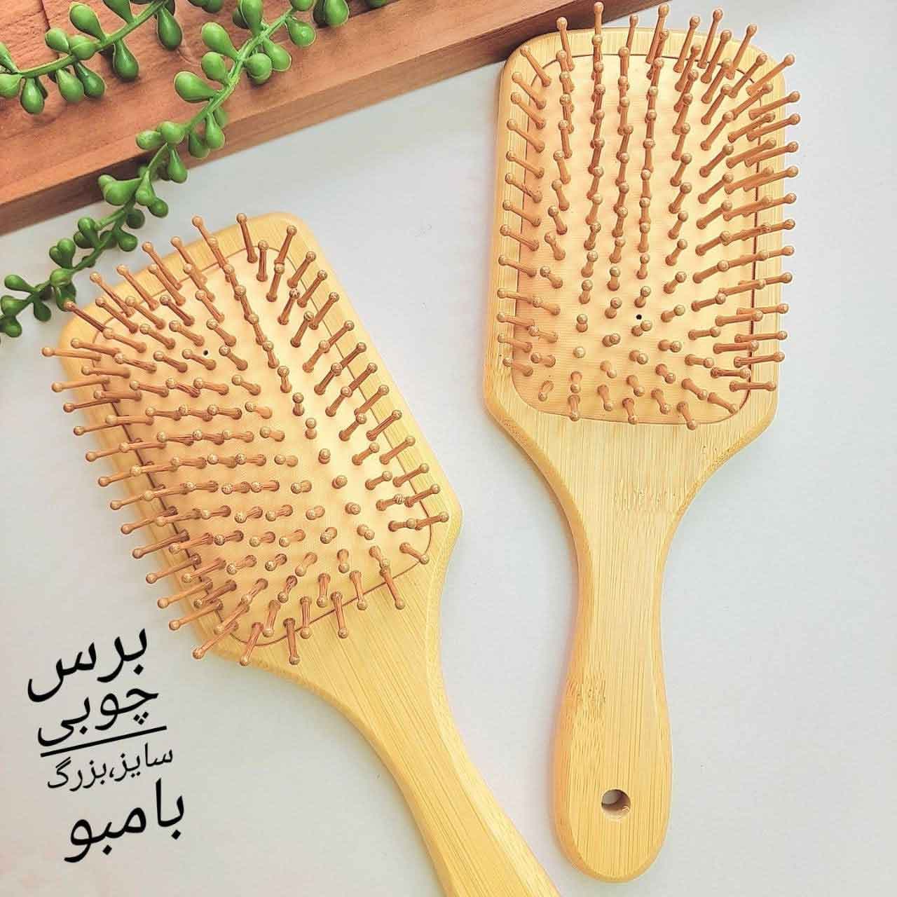 برس چوبی سایز بزرگ بامبو — تصویر ۴
