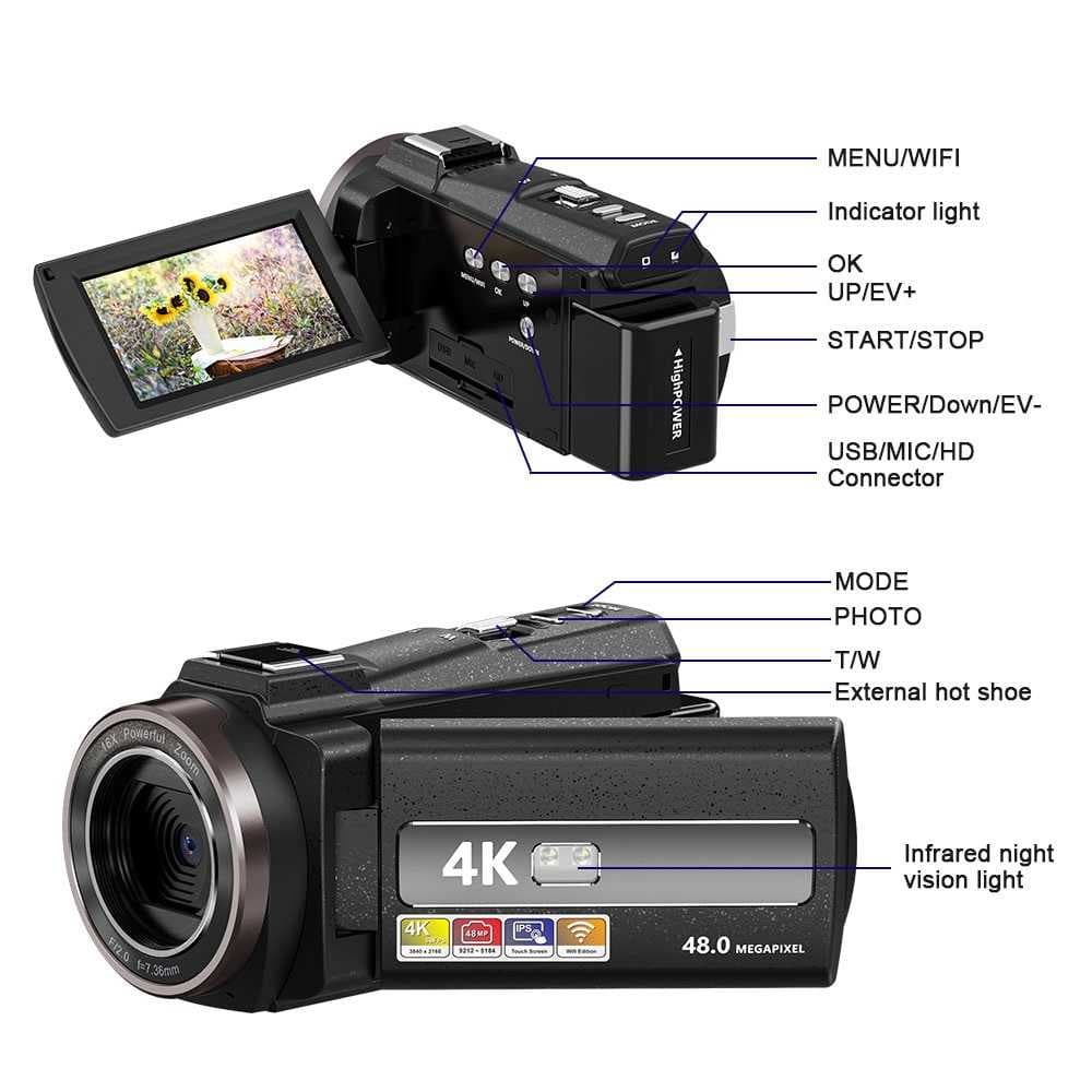 دوربین فیلم برداری مدل 4K 60FPS 48 MP Professional — تصویر ۸