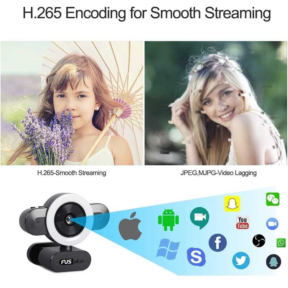وب کم فوس لان مدل 2K Streaming with Ring Light — تصویر ۴