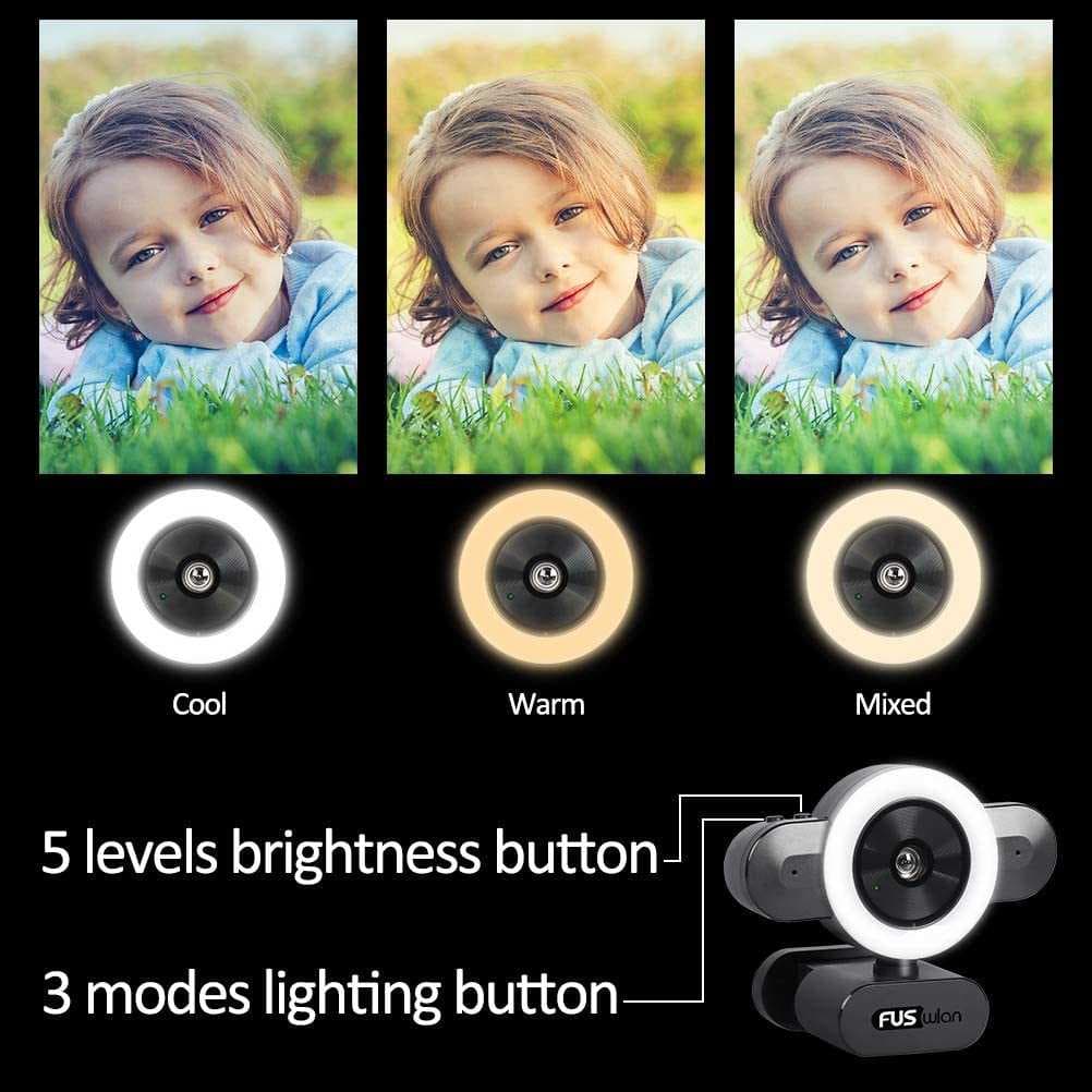 وب کم فوس لان مدل 2K Streaming with Ring Light — تصویر ۶