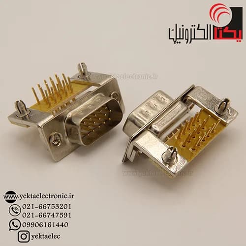 دی کانکتور روبردی رایت انگل صنعتی نری 3 ردیفه 15 پین VGA — تصویر ۲