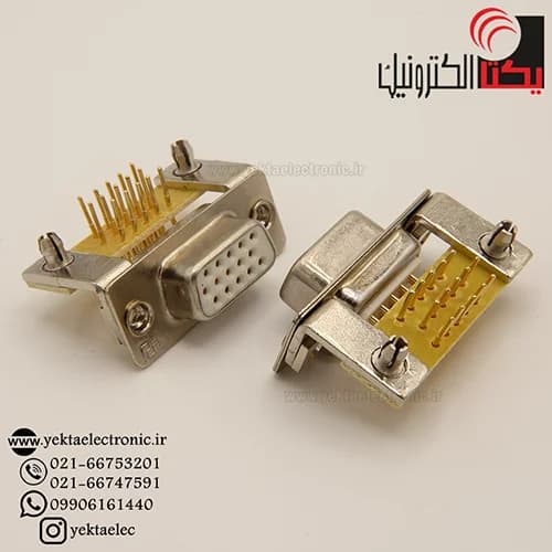 دی کانکتور روبردی رایت انگل صنعتی مادگی 3 ردیفه 15 پین VGA