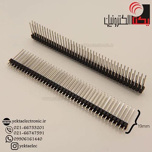 پین هدر نری صاف پایه بلند 19 میلیمتر 40*2 پین2.54 میلیمتر