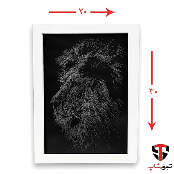 تابلو حکاکی روی شیشه طرح شیر — تصویر ۴