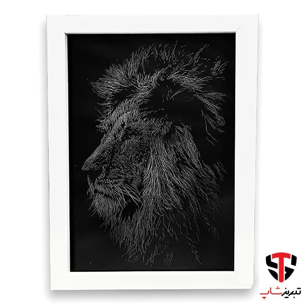 تابلو حکاکی روی شیشه طرح شیر