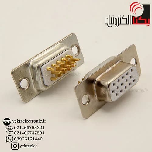 دی کانکتور کابلی مادگی صنعتی 3 ردیفه 15 پین VGA