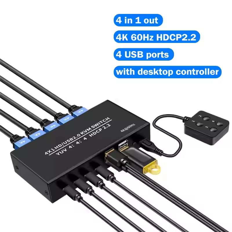 KVM سوییچ 4 پورت HDMI 4K لمونتک — تصویر ۴