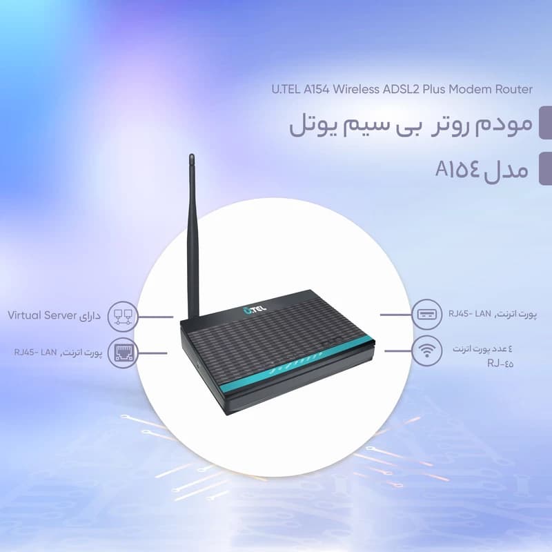 مودم روتر ADSL2 Plus بی سیم یوتل مدل A154 — تصویر ۱۱
