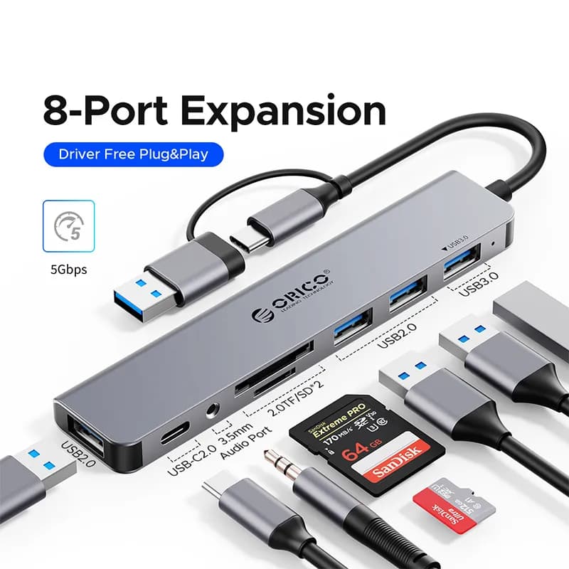 هاب 8 پورت USB-C اوریکو مدل YSA8-U3 — تصویر ۶
