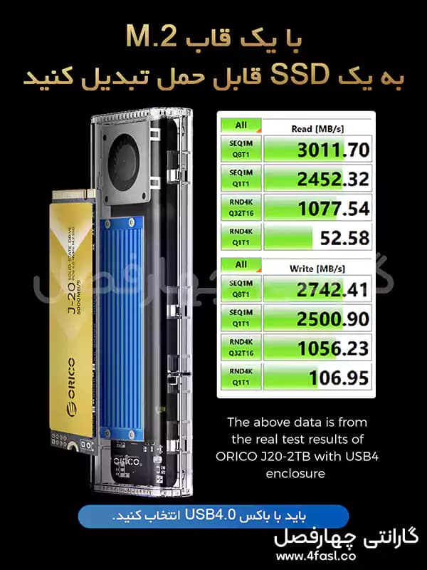 حافظه اس اس دی PCIe 4.0 NVMe M.2 اوریکو مدل J20-2TB — تصویر ۷