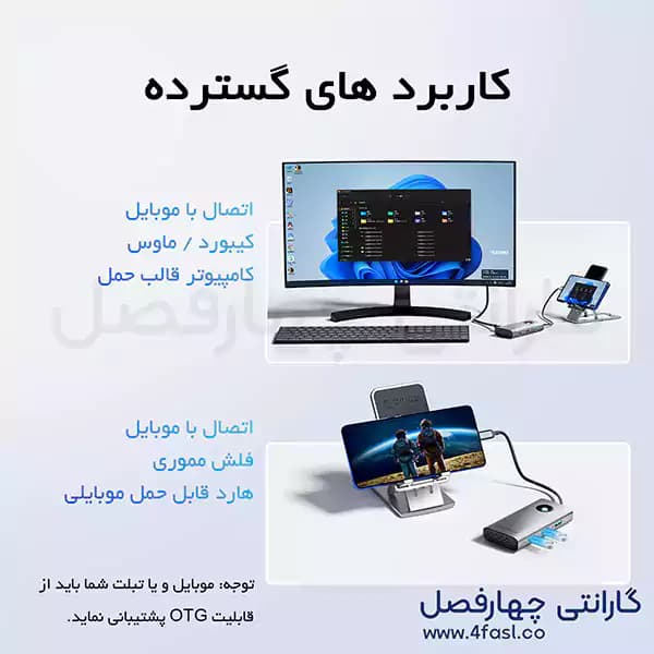 هاب تایپ سی 6 در 1 اوریکو مدل PW11-6PCR — تصویر ۸