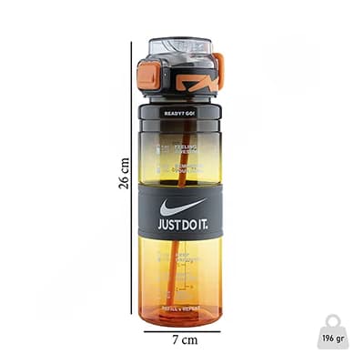 قمقمه ورزشی 800 سی سی نی دار طرح نایک JUST DO IT 02 | نارنجی/طوسی — تصویر ۸