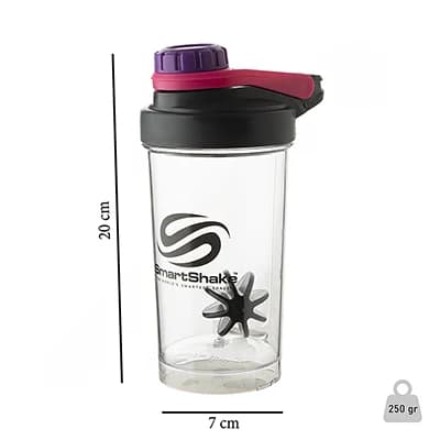 قمقمه شیکر ورزشی 500 سی سی سه تکه Smart Shake | طوسی/بنفش — تصویر ۹