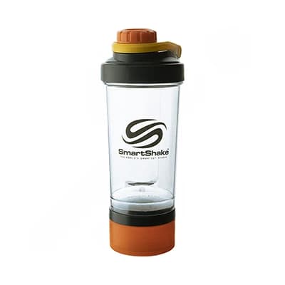 قمقمه شیکر ورزشی 500 سی سی سه تکه Smart Shake | طوسی/نارنجی