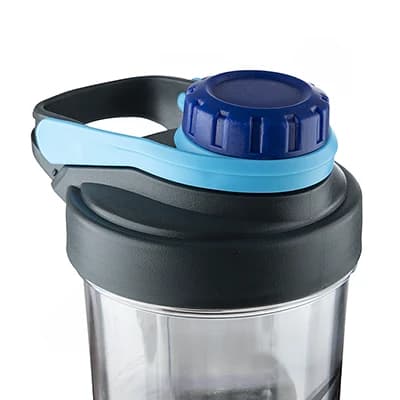 قمقمه شیکر ورزشی 500 سی سی سه تکه Smart Shake | طوسی/آبی — تصویر ۷