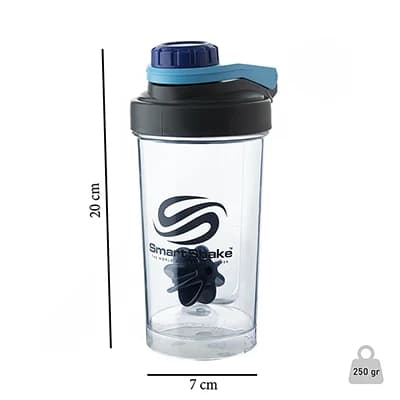 قمقمه شیکر ورزشی 500 سی سی سه تکه Smart Shake | طوسی/آبی — تصویر ۹