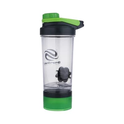 قمقمه شیکر ورزشی 500 سی سی سه تکه Smart Shake | طوسی/سبز — تصویر ۵