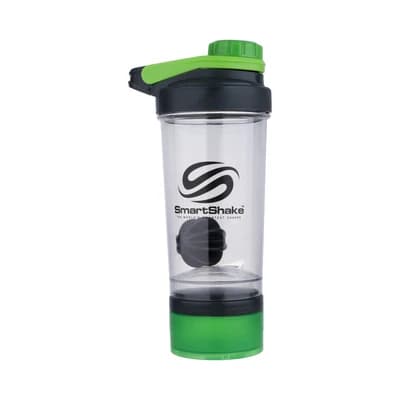 قمقمه شیکر ورزشی 500 سی سی سه تکه Smart Shake | طوسی/سبز — تصویر ۳