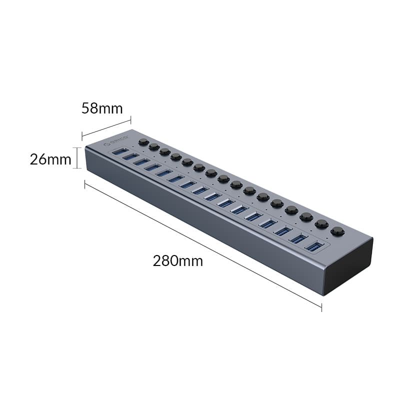 هاب 16 پورت USB3.0 فلزی ORICO BT2U3-16AB — تصویر ۵