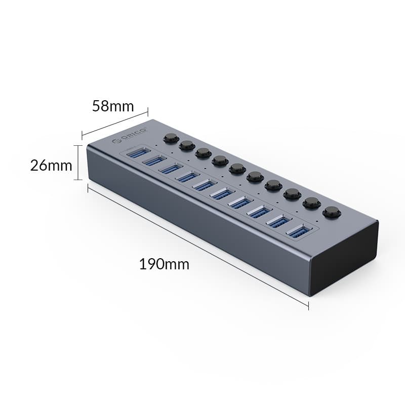 هاب 10 پورت USB3.0 فلزی ORICO BT2U3-10AB — تصویر ۵