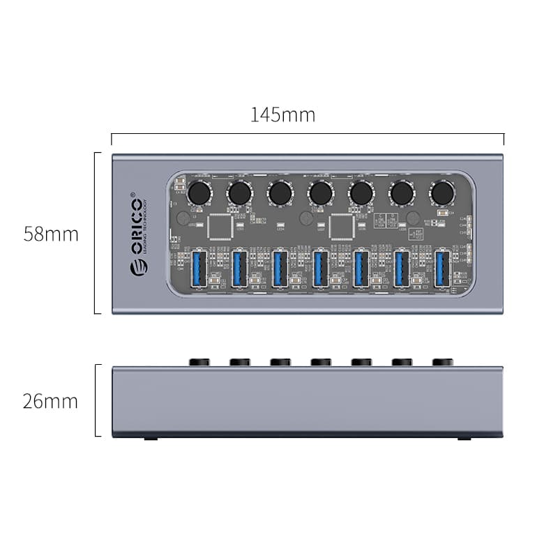 هاب 7پورت USB3 کلیددار ORICO AT2U3-7AB — تصویر ۴