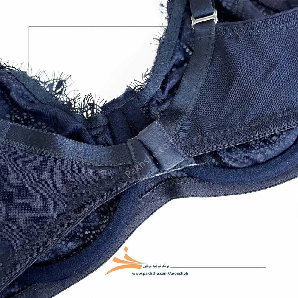 سوتین کاپ سی فنردار دانتلی فول کاور سرمه ای برند نوشه پوش کد 20804 — تصویر ۹