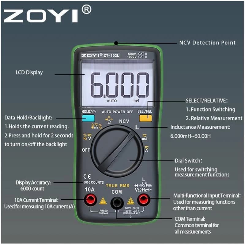 ال سی آر متر و مولتی متر زویی مدل ZT-102L — تصویر ۶