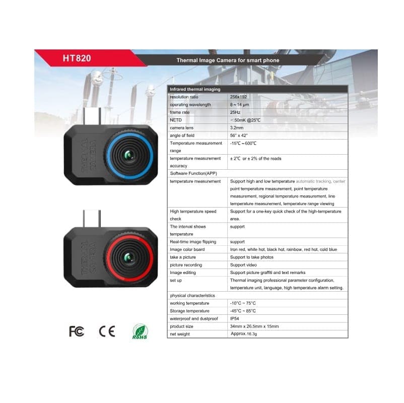 دوربین حرارتی HABOTEST HT820 برای گوشی اندروید، دوربین حرارتی مادون قرمز، دوربین ترموگرافی — تصویر ۵