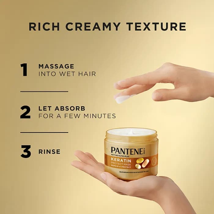 ماسک مو پنتن محافظ و ترمیم کننده- حاوی کراتین 300 میل Pantene Repair & Protect Keratin Protect Mask — تصویر ۵