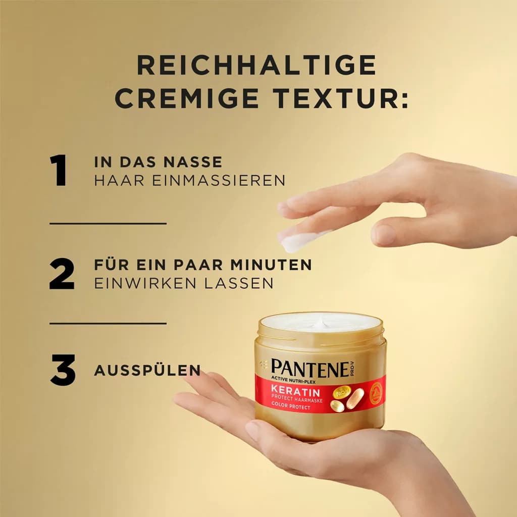 ماسک مو پنتن محافظت و تثبیت موهای رنگ‌شده حاوی کراتین 300 میل Pantene Keratin Colour Protect — تصویر ۱۱