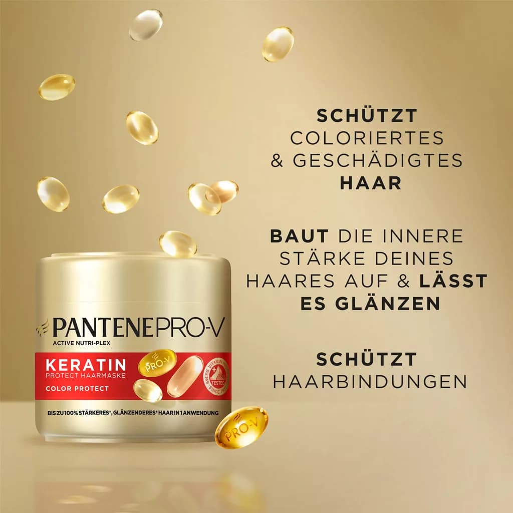 ماسک مو پنتن محافظت و تثبیت موهای رنگ‌شده حاوی کراتین 300 میل Pantene Keratin Colour Protect — تصویر ۸