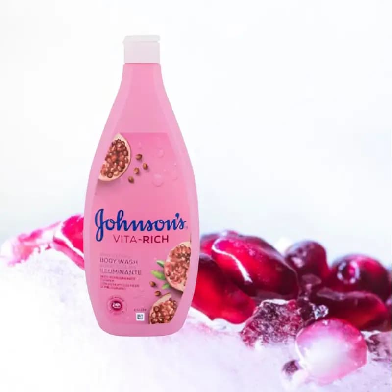 شامپو بدن روشن‌کننده جانسون ویتا ریچ عصاره گل انار 750 میل Johnson’s Vita-Rich Brightening Body Wash with Pomegranate Flower — تصویر ۷