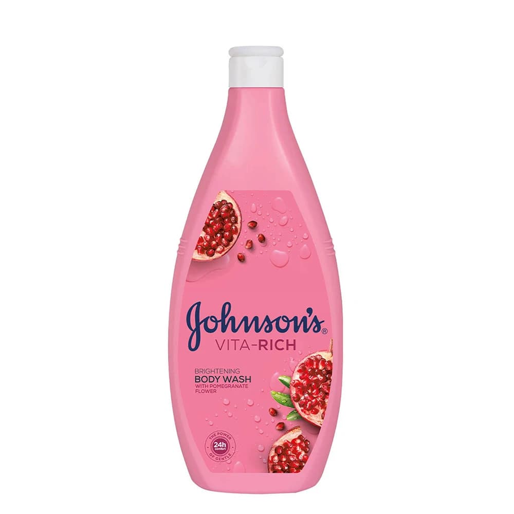 شامپو بدن روشن‌کننده جانسون ویتا ریچ عصاره گل انار 750 میل Johnson’s Vita-Rich Brightening Body Wash with Pomegranate Flower — تصویر ۳