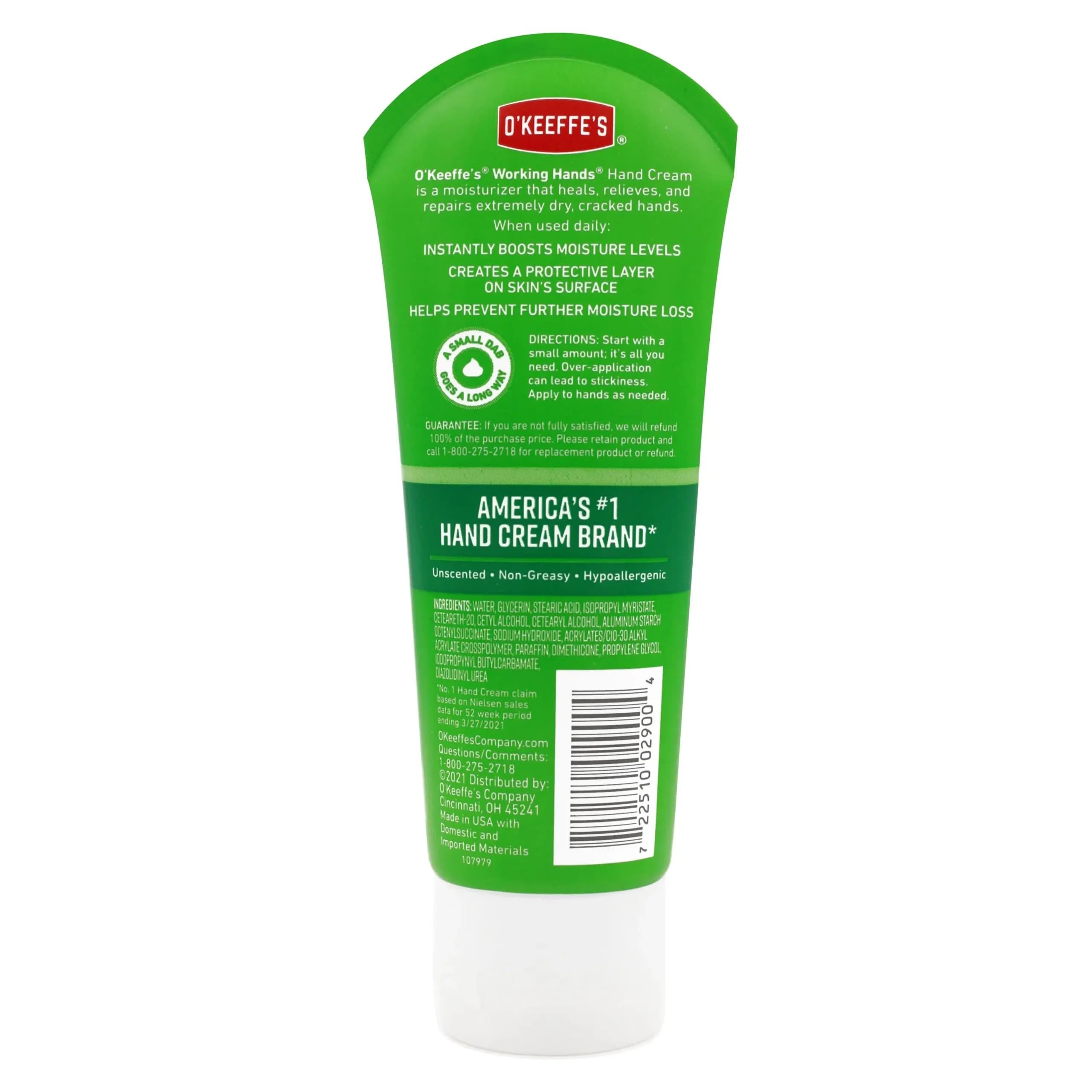 کرم آبرسان و ترمیمکننده دست اوکیف درمان خشکی و ترک دست 85 گرم O’Keeffe’s Working Hands Hand Cream Tube — تصویر ۳